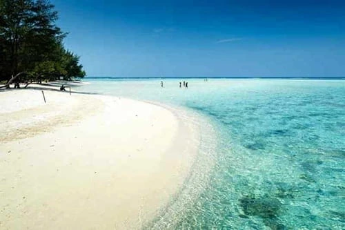 Pantai Berpasir Putih dengan Suasana Tropis