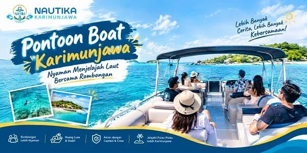 Pontoon boat Karimunjawa untuk perjalanan laut bersama rombongan